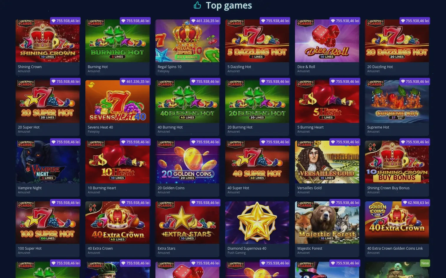 Luckyseven Casino Spielübersicht